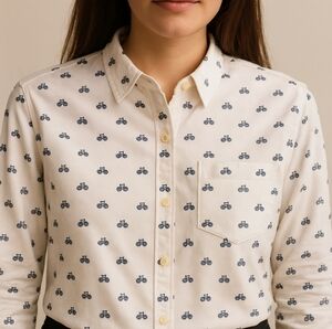 BANANA REPUBLIC FACTORY Bicycle print white Oxford